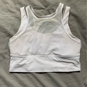 White double layer lululemon sports bra. Top layer mesh. Size 8.